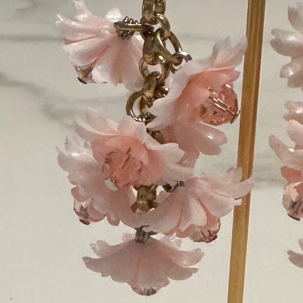 Danny Pollak - Playful Pink Floral Crystal Drop Statement Earrings - Picture 8 of 12